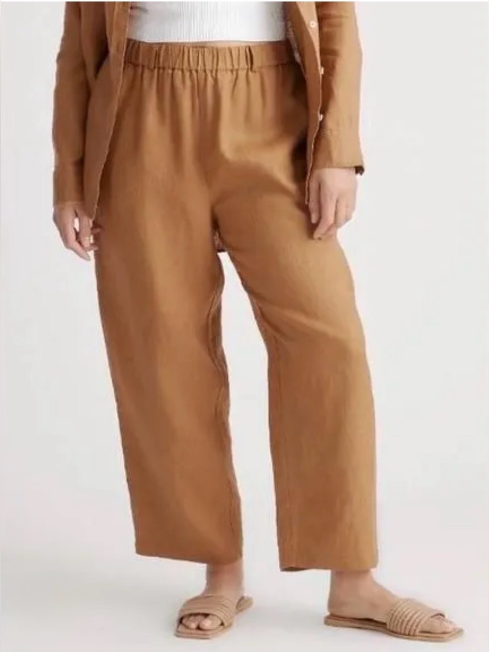 Quince 100% European Linen Tapered Ankle Pants In Golden Brown